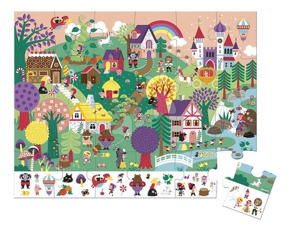 Jigsaw puzzles and games from manufacturer Janod - Puzzle in the suitcase Fairy Tales Observation Puzzle Janod