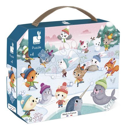Jigsaw puzzles and games from manufacturer Janod - Puzzle in the suitcase Party in the snow Janod_1