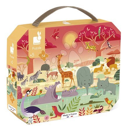 Jigsaw puzzles and games from manufacturer Janod - Puzzle in the Savana Janod suitcase