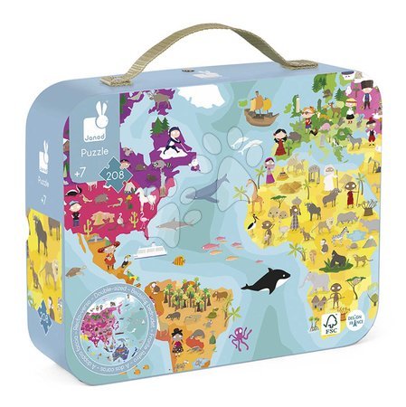 Kids' 100-300 piece puzzles - Puzzle in the suitcase Earth Globe Janod - 4