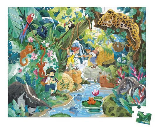Kids' 100-300 piece puzzles - Puzzle in the suitcase Adventure in the jungle Janod