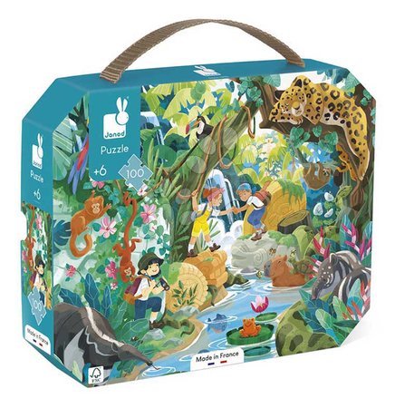 Kids' 100-300 piece puzzles - Puzzle in the suitcase Adventure in the jungle Janod_1