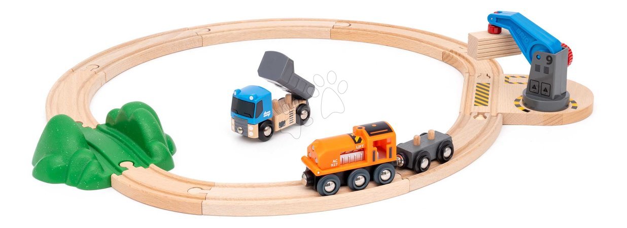 Holzeisenbahnen BRIO - Drevená vláčikodráha s magnetickým žeriavom Štartovacia sada Starter Lift & Load Set BRIO_1