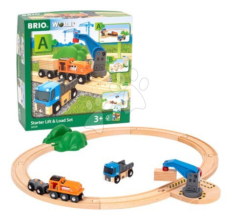 Holzeisenbahnen BRIO - Drevená vláčikodráha s magnetickým žeriavom Štartovacia sada Starter Lift & Load Set BRIO - 2