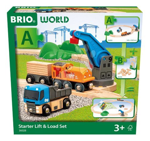 Holzeisenbahnen BRIO - Drevená vláčikodráha s magnetickým žeriavom Štartovacia sada Starter Lift & Load Set BRIO - 3
