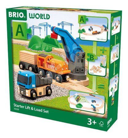 Holzeisenbahnen BRIO - Drevená vláčikodráha s magnetickým žeriavom Štartovacia sada Starter Lift & Load Set BRIO - 4