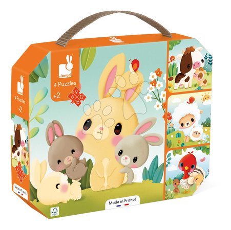 Puzzle progresywne dla dzieci - Puzzle w kuferku 4w1 Zwierzęta z farmy Farm Animals Evolving Puzzles Janod - 3