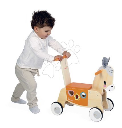 Drewniane jeździki - Drewniane odpychacz Osiołek Wooden Donkey Carrier Janod - 12