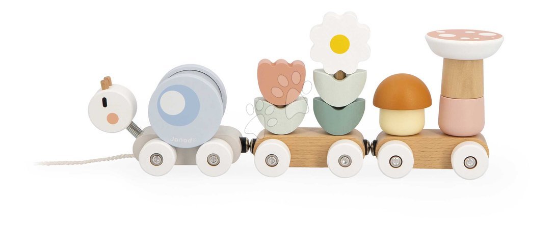 Pull-along toys - Wooden Pull-Along Train Snail Snail Train Sweet Cocoon Janod