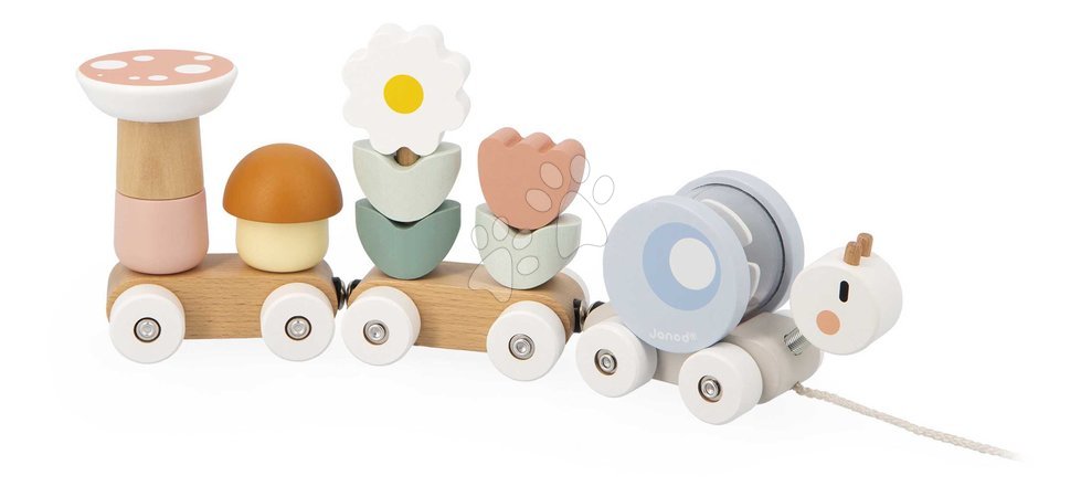 Pull-along toys - Wooden Pull-Along Train Snail Snail Train Sweet Cocoon Janod - 2