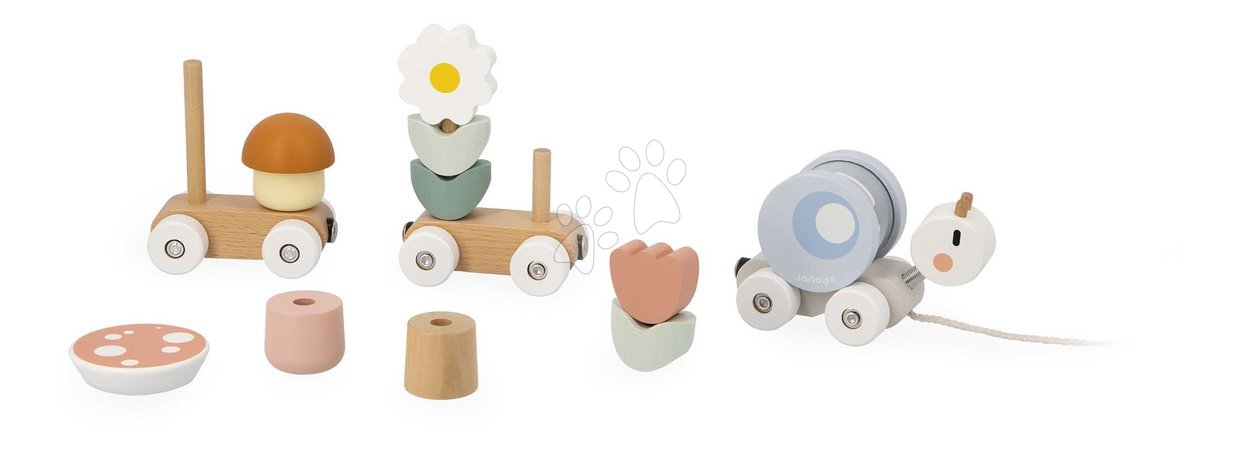 Pull-along toys - Wooden Pull-Along Train Snail Snail Train Sweet Cocoon Janod - 5