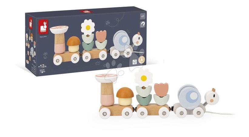 Pull-along toys - Wooden Pull-Along Train Snail Snail Train Sweet Cocoon Janod - 7