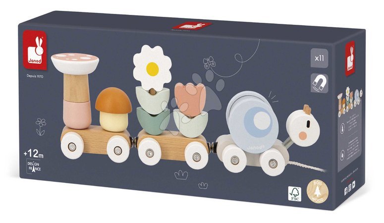 Pull-along toys - Wooden Pull-Along Train Snail Snail Train Sweet Cocoon Janod - 8