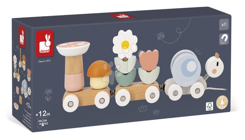 Pull-along toys - Wooden Pull-Along Train Snail Snail Train Sweet Cocoon Janod - 9