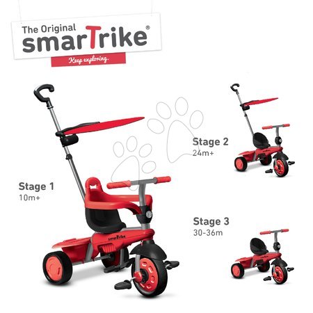 Tříkolky od 10 měsíců - Tříkolka Carnival Red Touch Steering 3v1 smarTrike - 1