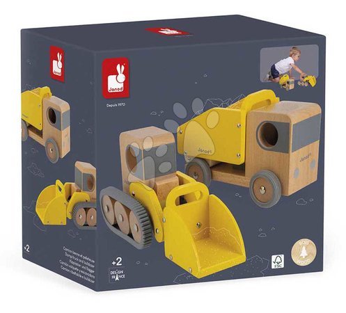 Mașini din lemn - Camionete din lemn Dump Truck and Bulldozer Bolid Janod - 11