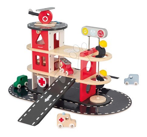 Black Friday od proizvođača Janod - Drevená požiarna stanica Fire Station Bolid Janod