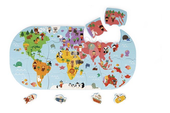 Puzzle dla dzieci do 100 elementów - Puzzle do wody Mapa świata Bath Explorers Puzzle Janod - 2