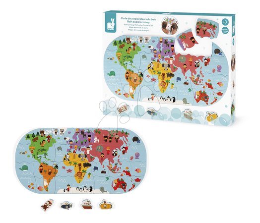 Puzzle dla dzieci do 100 elementów - Puzzle do wody Mapa świata Bath Explorers Puzzle Janod - 6
