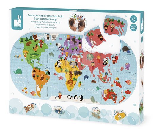 Puzzle dla dzieci do 100 elementów - Puzzle do wody Mapa świata Bath Explorers Puzzle Janod - 9