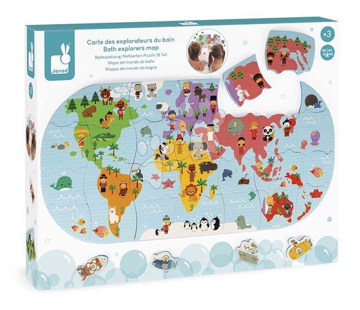 Puzzle dla dzieci do 100 elementów - Puzzle do wody Mapa świata Bath Explorers Puzzle Janod - 10