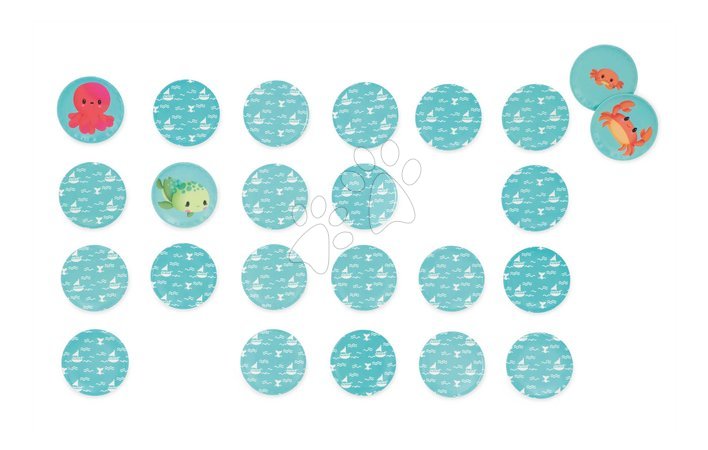 Pexeso - Pexeso de água Animais Marinhos Jogo de Memória Animais Bebês Janod - 4
