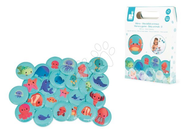Pexeso - Pexeso de água Animais Marinhos Jogo de Memória Animais Bebês Janod - 8