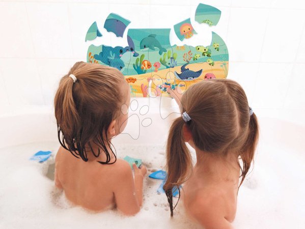 Puzzle dla dzieci do 100 elementów - Puzzle do wody Morskie zwierzątka My Ocean Bath Puzzle Janod - 7