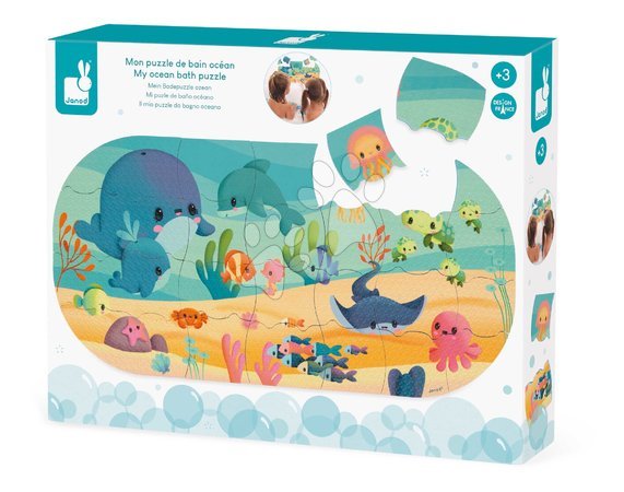 Puzzle dla dzieci do 100 elementów - Puzzle do wody Morskie zwierzątka My Ocean Bath Puzzle Janod - 10