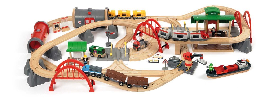 Giocattoli di legno - Drevená vláčikodráha Deluxe Railway Set BRIO