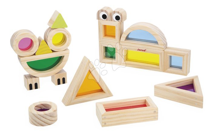 Дървени кубчета - Дървени кубчета Translucent Blocks Sensory Janod - 4