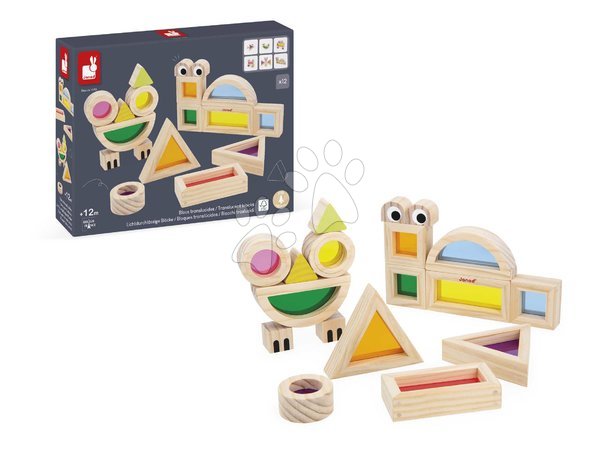 Дървени кубчета - Дървени кубчета Translucent Blocks Sensory Janod - 12
