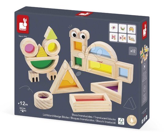 Дървени кубчета - Дървени кубчета Translucent Blocks Sensory Janod - 13