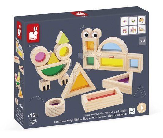 Дървени кубчета - Дървени кубчета Translucent Blocks Sensory Janod - 14