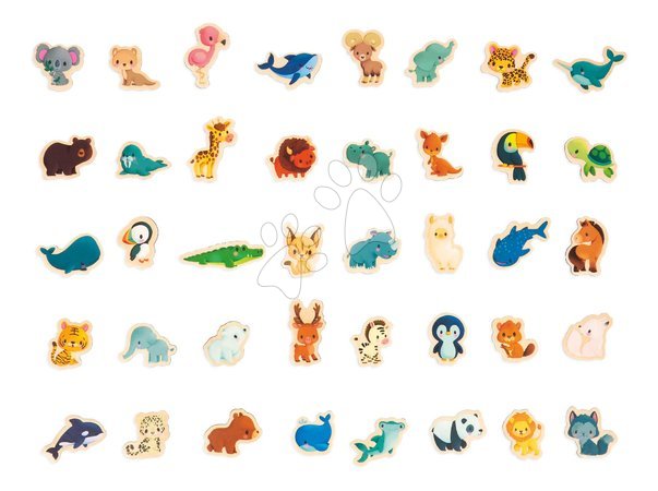 Imanes para niños - Magnetická hra Mapa sveta Zvieratká My Minikids Magnetic Puzzle Janod - 3