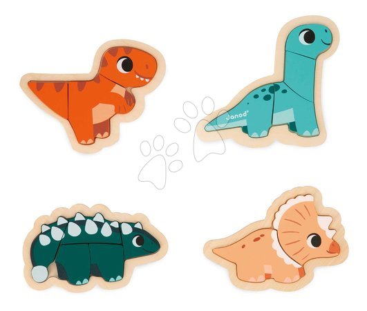 Пъзел за деца - Drevené vkladacie puzzle Dinosaury 4v1 Dino Progressive Puzzle Janod