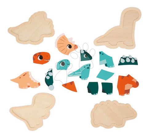 Quebra-cabeças progressivos para crianças - Puzzle de encaixe de madeira Dinossauros 4 em 1 Dino Progressive Puzzle Janod - 6