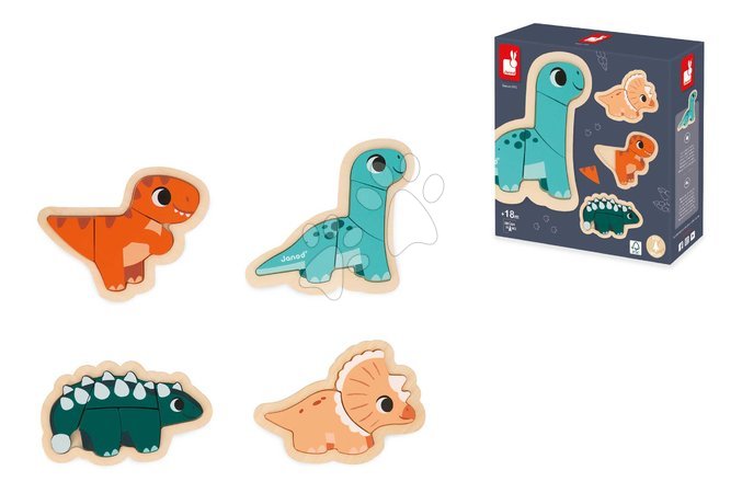 Quebra-cabeças progressivos para crianças - Puzzle de encaixe de madeira Dinossauros 4 em 1 Dino Progressive Puzzle Janod - 7