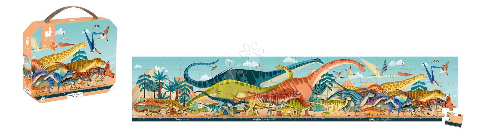 Quebra-cabeças infantis de 100-300 peças - Puzzle na mala dinossauros Dino Panoramic Puzzle Janod - 2