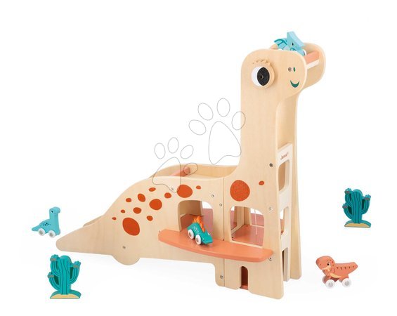 Autíčka a trenažéry | Strana 12 - Drevená garáž Dinosaurus Dino Garage Janod