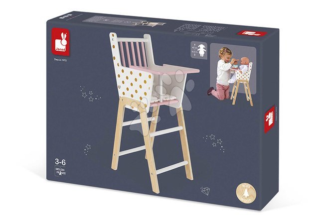 Krzesełka dla lalek - Drevená jedálenská stolička pre bábiku Candy Chic High Chair Janod - 7