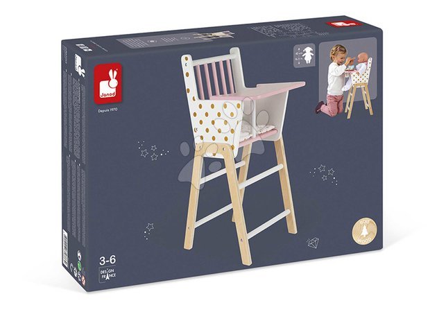 Krzesełka dla lalek - Drevená jedálenská stolička pre bábiku Candy Chic High Chair Janod - 8