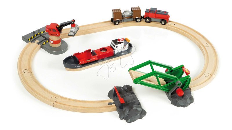 BRIO - Cale ferată din lemn cu port Cargo Harbour Set BRIO