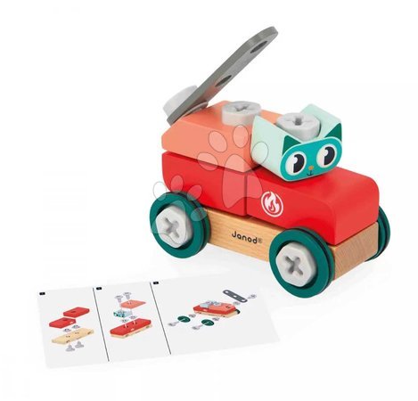 Jouets en bois | Page 11 - Drevená stavebnica auto s náradím Mačka DIY Car Cat BricoKids Janod_1