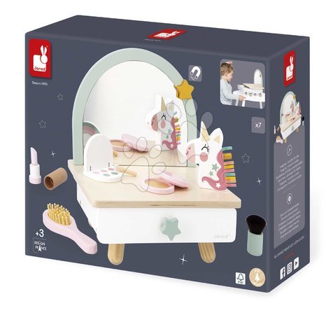 Детска козметична тоалетка - Дървена козметична масичка Еднорог Small Dressing Table Unicorn Janod - 12