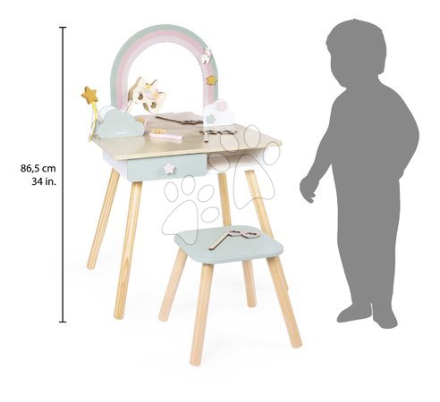 Детска козметична тоалетка - Дървена козметична масичка Еднорог Dressing Table Unicorn Janod - 4