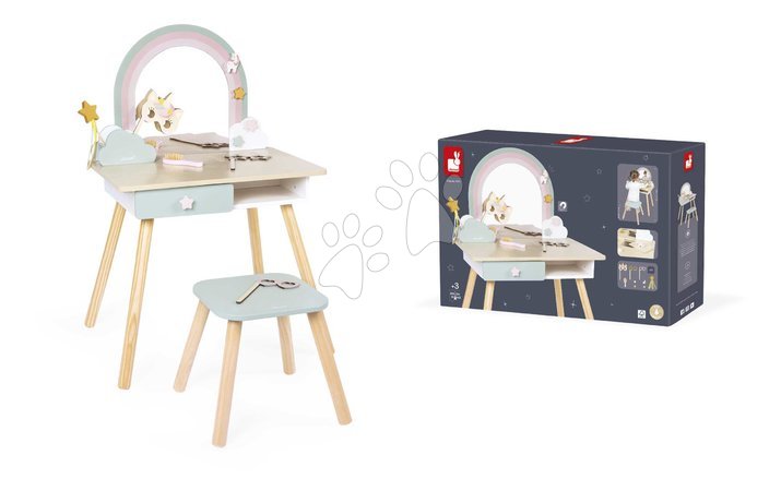 Детска козметична тоалетка - Дървена козметична масичка Еднорог Dressing Table Unicorn Janod - 7