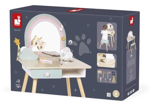 Детска козметична тоалетка - Дървена козметична масичка Еднорог Dressing Table Unicorn Janod - 8