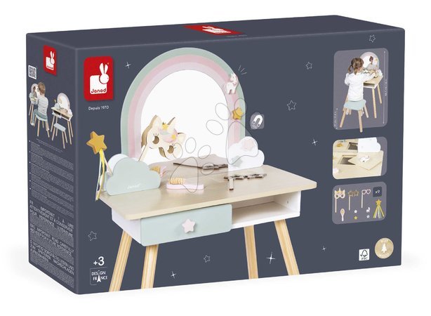 Детска козметична тоалетка - Дървена козметична масичка Еднорог Dressing Table Unicorn Janod - 9