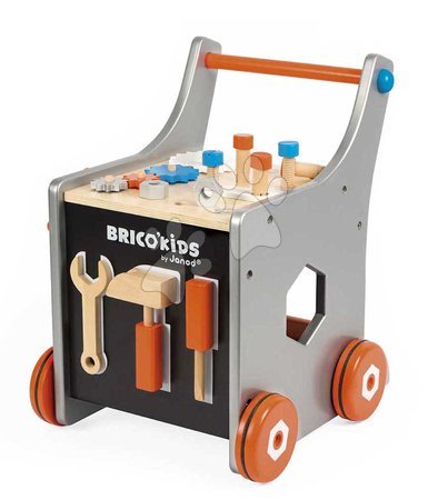 Black Friday od proizvođača Janod - Drevené chodítko a vozík s náradím Magnetic DIY Trolley BricoKids Janod